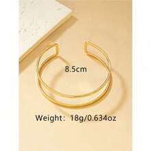 1pc Fashionable Metal Geometric Hollow Out Wire Opening Armband, Exaggerated & Unique - 查看 4