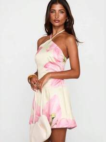 Sexy Suspender Flower Print Slim Fit Length Dress - Màu sắc - Xem 3