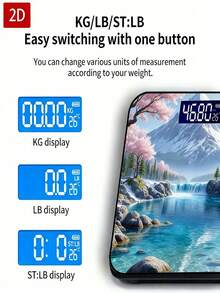 Báscula electrónica plana 2D, báscula electrónica con pantalla LED, báscula electrónica para el hogar - Multicolor - Ver 4