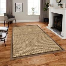 Digital Printed Non-Slip Washable Runner & Area Rug With Frame Pattern | Modern, Scandinavian, Boho & Classic Styles | 100% Polyester | MADE IN TURKEY - Brown - View 2