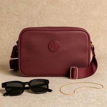Bolsa Feminina Casual Minimalista Lisa Texturizada Elegante Moderna Ajustável Estilo Blogueira - Promoção Envio Relâmpago - bordô - Visão 8