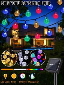 [Solar LED String Lights] 5M/7M/12M Solar LED String Lights With 20 LED Beads, Bubble Ball Fairy Lights For Outdoor Garden And Patio Decor, Powered By Nickel Solar Cells - Bubble - View 7