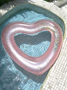 1pc Inflatable Heart-Shaped Swimming Ring, Adult Summer Pool & Beach Floating Toy, Party Accessory, Perfect Summer Gift, Swimming Pool Raft Lounger, For Adult Vacation Fun & Relaxation - Rose Gold - View 3