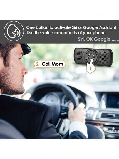 无线免提车载音箱，便携式蓝牙音箱，立体声增强低音/内置麦克风/TF卡播放器/语音助手，适用于汽车、家庭、户外，650mAh电池