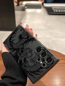 1pc Black TPU Soft Protective Case With Dragon Design, Scratch-Resistant And Shock-Proof, Compatible With Huawei Honor, Galaxy, Smartphones - Black - View 6