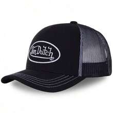 Baseball Cap Letter Sunscreen Mesh Embroidered Trucker Hat - 1Black - View 4