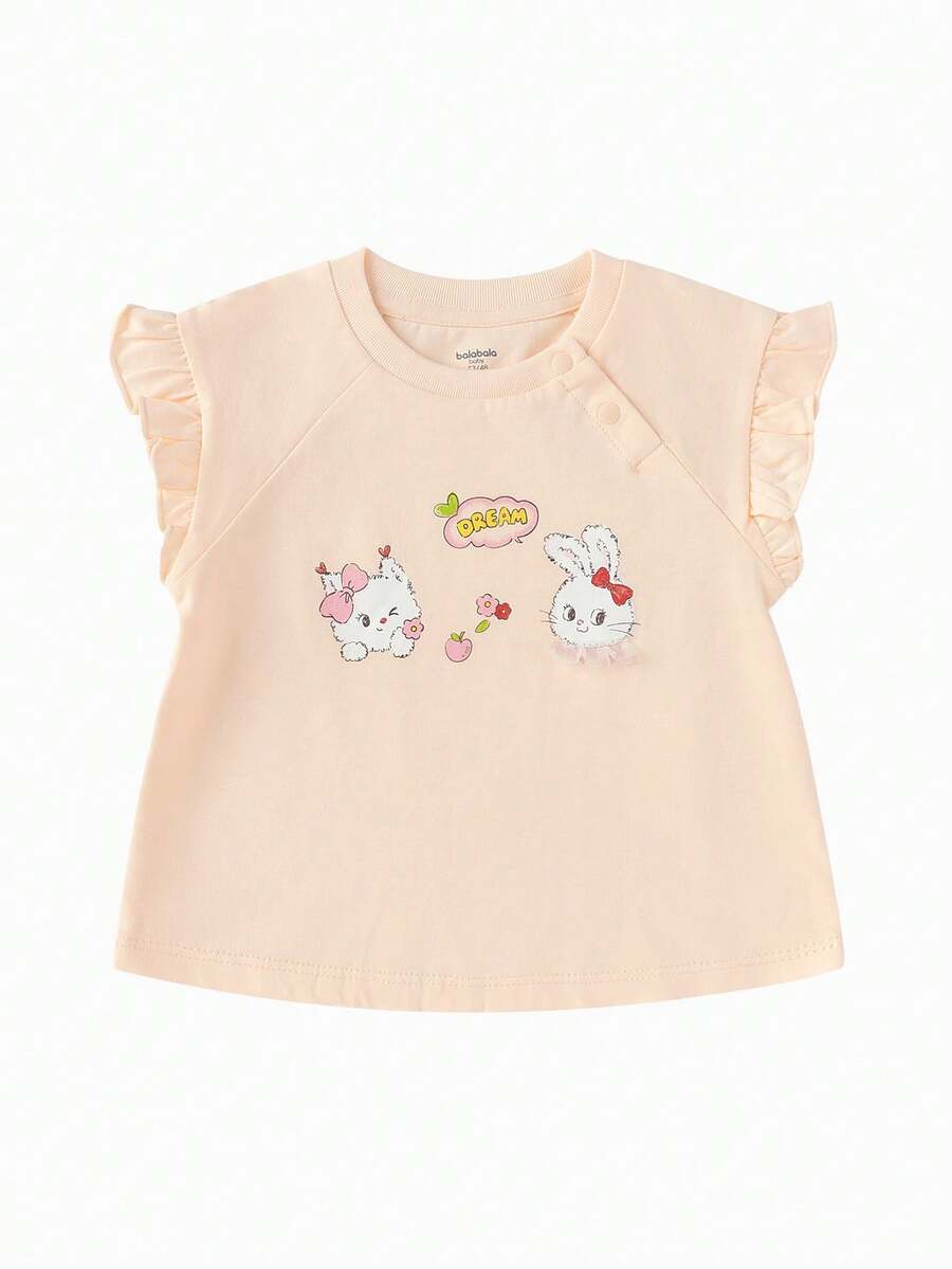 Balabala 2026 Summer Girls' Soft Comfortable Breathable Cute Daily Essential T-Shirt - Pink - View 1