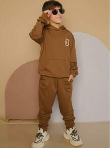 Boys' Winter Clothing Launch - 2-Piece Set - Fits Ages 2 To 12 - Youth Outfit - 駝色 - 查看 3