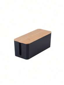 1pc Large Wooden Grain Style Cable Storage Box With Lid, Wooden Grain Cable Management Box, Charging Cable Organizer And Wire Organizer, Desktop Power Cord Management, Power And Charging Cable Storage Box With Cover - Organize Cables, Wires And Various Cords - Space-Saving Desktop Outlet Management, Suitable For Kitchen, Living Room, Bedroom, Office And Dining Room - Multicolor - View 16