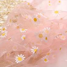 乡村风甜美网纱雏菊桌布，适合室内外节日餐桌派对装饰 - 白色 - 查看 7