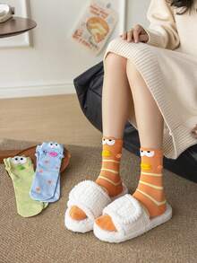SpongeBob SquarePants 海绵宝宝方裤 4 双装 女款丑萌丑萌卡通小丑鱼中筒袜 - 彩色 - 查看 5