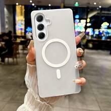 1pc Luxury Matte Candy Color 2-In-1 Soft Phone Case, Customized For Galaxy S25Ultra/S24Ultra A37 A57 A55 A56 S26Ultra A26 A36, With Magnetic Wireless Charging And Shock-Proof Function - White - View 9