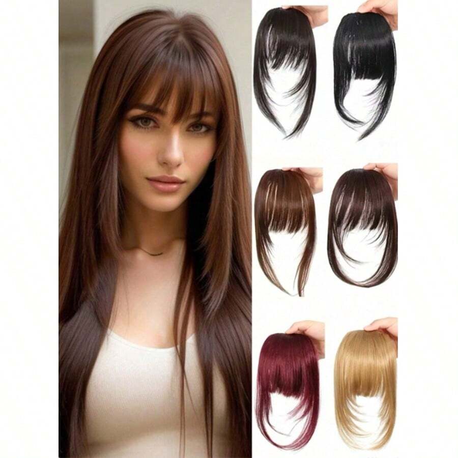 Tóc giả mái xéo bằng sợi tổng hợp, kiểu dáng châu Âu và Mỹ dành cho nữ, với phần mái bằng sợi chịu nhiệt cao. - Nhiều màu - Xem 1