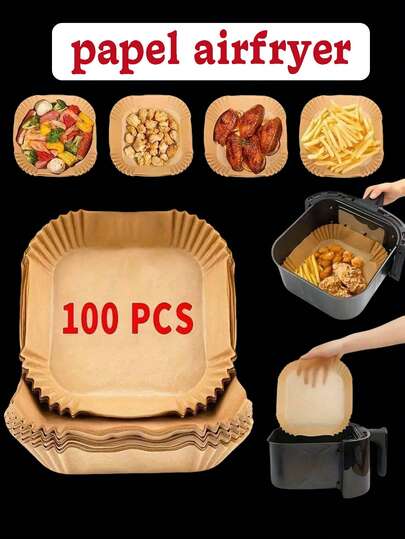 200 pièces Papier pour friteuse à air, doublé d'huile résistant et imperméable, panier de friteuse à air, doublé de papier de friteuse à air de 6 pouces 100/50/25, papier de cuisson carré non adhésif de 6 pouces, papier de silicone comestible, papier d'aspiration pour barbecue au four, papier réutilisable, compatible avec la plupart des friteuses à air, cadeau de la Saint-Valentin, cadeau d'anniversaire, un excellent cadeau de cuisine, doublure de friteuse à air, friteuse à air, cuisine, équipement de cuisson