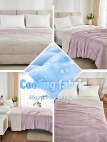 1pc Pink Breathable Digital Printed Quilt Cover Set - Includes 1pc Quilt Cover (Inner Filler Not Included), Soft & Airy, Modern Farmhouse Style, Cool & Comfortable, Summer Bedding, Textured Material - Bean Paste Color - View 4