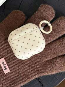 Minimalist Black And White Polka Dot Pattern Bluetooth Earphone Case For Apple AirPods 3, Soft Protective Case, Compatible With Apple AirPods 4/2 Wireless Bluetooth, Pro New Third/Second Generation, Niche Heart-Shaped Pendant Anti Drop Compatible With AirPods First Generation Birthday Gift Party - Màu Khaki - Xem 7