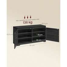 VASAGLE Banco Zapatero de 3 Niveles con Estantes Ajustables Puertas y Cojín 35 5 x 101 x 52 5 cm Negro Tinta y Gris Cemento MLSB044B01 - Negro Tinta  Gris Cemento - Ver 3