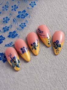 3D芙蓉花美甲贴纸，黑色/金色/蓝色樱花花瓣，Y2K风格自粘美甲装饰，女士DIY美甲配件 - 彩色 - 查看 8