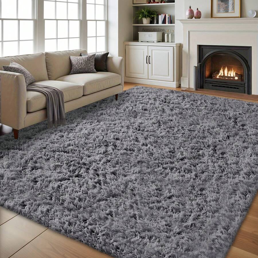 Rectangular Shaggy Rugs Living Room, Grey Large Rugs For Living Room, Soft And Fluffy Area Rugs For Bedroom, Durable And Easy To Clean Modern Home Decor, Atmosphere High End Decorative Carpet.