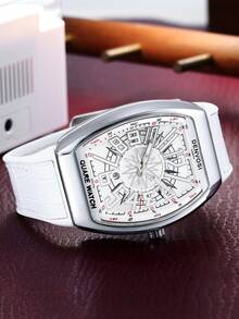 Men's Starry Sky Barrel Luxury Watch With Silicone Strap - Apricot - View 4