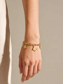 1 pieza Pulsera de acero inoxidable de doble capa con diseño elegante y de mariposa, adecuada para el trabajo, vacaciones o citas de las mujeres - 1 pulsera - Ver 3