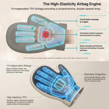 Wireless Portable Hand Massager With Heating And Compression Function, Can Massage Fingers Individually, Suitable For Arthritis And Carpal Tunnel Syndrome, Pain Relief, 5 Intensity Levels - Light Grey - View 5