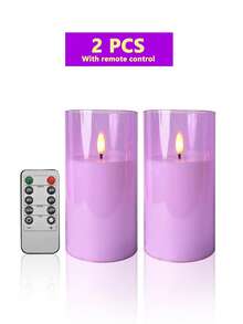 3件組無焰蠟燭燈 附遙控器/定時器，電池供電紫色暖光蠟燭，適用於聖誕節、萬聖節、情人節、母親節、禮物、生日、求婚、婚禮、餐桌、派對 - 紫色-暖光 - 查看 17