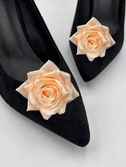 2 piezas de 9cm Decoración de zapatos de tacón alto con flores de rosa de imitación, en blanco, azul, dorado y rosa, estilo bohemio, adecuado para decorar tacones altos, sandalias, pantuflas y bolsos