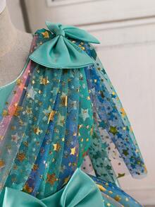 Vestido de niña de las flores, vestido formal de tul de princesa, vestido de dama de honor para niñas, boda, cumpleaños, fiesta, desfile, vestido de noche - verde menta - Ver 5