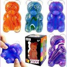 12 Peças Brinquedo Macio e Texturizado com Desenho de Urso de Goma e Bola de Doce Coloridos, Brinquedo para Alívio de Ansiedade e Melhora da Atenção, Brinquedo de Aperto Recheado com Açúcar de Malte, Jogo Sensorial, Bola de Aperto para Alívio de Estresse, Lembrancinhas de Festa, Brinquedos Sensoriais Fidget para Adultos e Crianças, Bola de Aperto Lenta de Alívio de Estresse - Padrão de fluxo - Visão 8