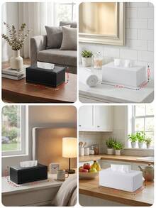 Sleek Tissue Box With Elegant Stitching Smooth Extraction Pu Leather Tissue Holder For Men And Women Minimalist Rectangular Tissue Box To Decorate Vanity Desk Bedroom Living Room Office Coffee Table And Nightstand Kitchen Home Essentials Accessories - Multicolor - View 5