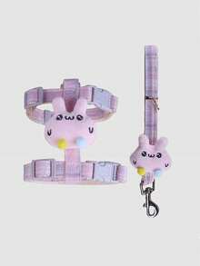 1pc Rabbit Leash, I-Beam Adjustable Rabbit Harness, Cute Rabbit Harness, Rabbit Leash, Suitable For Small To Medium-Sized Animals, Collar And Leash, Harness With Leash, Adjustable Leash, Rabbit Pet Accessories, Rabbit Pet Supplies, Bunny Harness, Cat Harness, Harness For Dog, Dog Harness, Bunny Stuff - Multicolor - View 7