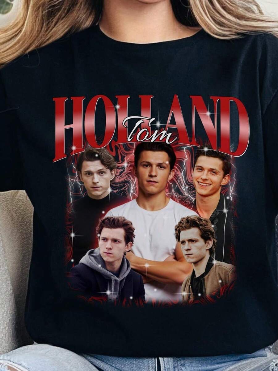 Tom Holland Bootleg Tshirt, Peter Parker Bootleg Shirt, Spiderman Bootleg Sweatshirt, Tom Holland , Actor Tom Holland Shirt T Shirts For Men,Tops For Women,Girls Clothes,Boys Clothes,Summer Tops,Funny T Shirts,Graphic Tee,Holiday Outfits For Women,Summer Holiday Outfits,Summer Tops,Gifts For Men,Girls Holiday - Black - View 1