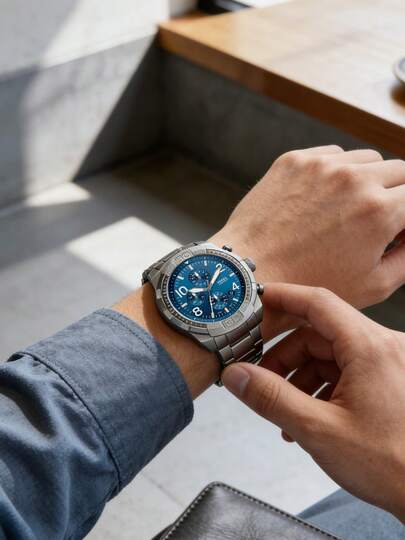 Đồng hồ bấm giờ Fossil Bronson FS5711 dành cho nam, vỏ thép không gỉ màu xám, mặt số màu xanh lam.