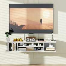 ECHIGOYA Mueble Flotante para TV con Cajón Estante de Pared para Centro de Entretenimiento Repisa Moderna para Sala o Dormitorio Soporte para Televisión de hasta 55" 120*30*23 cm - Blanco - Ver 7