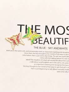 1pc Elegant Butterfly Shaped Rhinestone Inlaid Pendant, Suitable For Women's Daily Wear - Multicolor - View 6