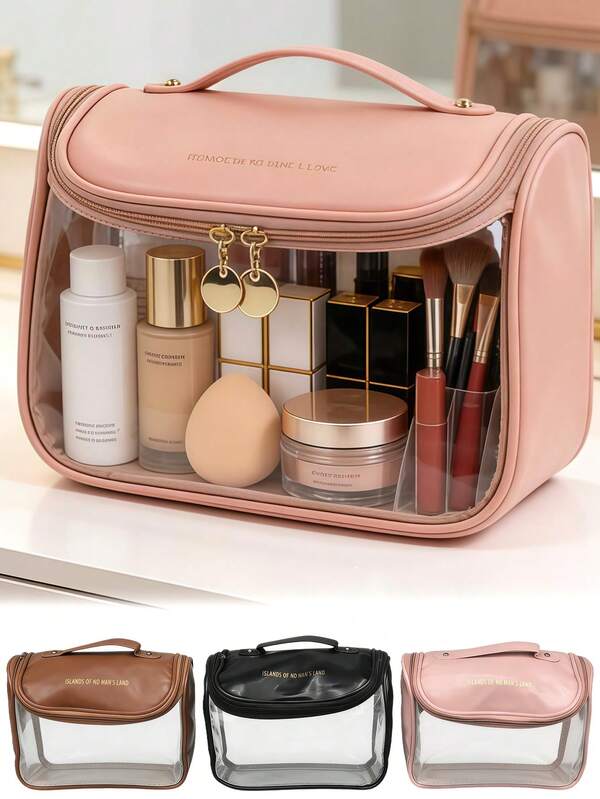1 Stück tragbare Makeup-Tasche mit Unifarbe und großer Kapazität. Eine multifunktionale Reise-Aufbewahrungstasche mit hoher Qualität. Eine waschbare Tasche für die tägliche Pflege.