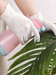 20/100pcs Pink Nitrile Disposable Gloves - Thicker, Durable, Comfortable Fit, Suitable For Kitchen Cleaning, Dishwashing, Beauty Care, Pet Bathing, Etc. - Waterproof Home Essentials Kitchen Gadgets Home Decor - Pink - View 5