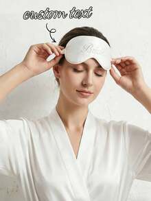 1 chiếc mặt nạ ngủ tùy chỉnh, mặt nạ ngủ cá nhân hóa, mặt nạ ngủ thêu | Che mắt ngủ mềm mại, ấm áp, bịt mắt chắn sáng, chất liệu polyester, có sẵn màu hồng, bạc - Lý tưởng cho tiệc cưới, tuần trăng mật, ngày cưới - Nhiều màu - Xem 6