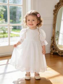 Young Girls White Tulle Ball Gown, Princess Flower Girl Dress For Wedding, Birthday Party, Formal Occasion - White - View 2