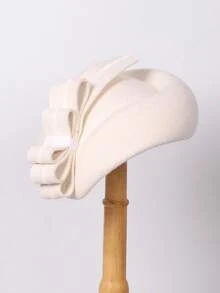 Black Wool Felt Fascinator Hats For Ladies Women Wedding Bride Elegant Tea Party Dress Formal Church Cocktail Hat With Bow - A - View 9