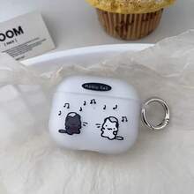 Funda para auriculares con diseño de gato musical, adecuada para Pro123, estilo Ins lindo con carcasa suave mate - transparente - Ver 2