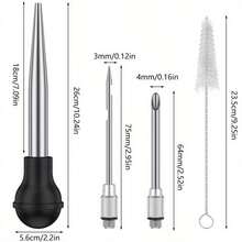 Bộ 4 dụng cụ bơm gia vị gà tây bằng thép không gỉ, bao gồm 2 kim bơm, thích hợp cho việc nấu nướng trong nhà bếp. - Nhiều màu - Xem 4