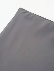 女士优雅撞色蕾丝A字裙，适合春、夏、秋季穿着 - 灰色 - 查看 3