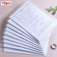 10/8/5pcs A4 Plastic File Folders - Thickened File Bags, Transparent Snap Button Data Student File Storage Bags, A4 File Folders, PP Transparent Plastic Snap Button File Bags, Plastic File Folders, Macaron Color Waterproof Data Bags, Office File Folders | Fashionable File Storage | Waterproof PP Material Suitable For Students And Office Use - Morandi Button Bag - View 10