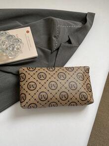 Letter Pattern All-Over Print Rolled Clutch, Minimalist, Fashion, Casual PU Letter Clutch, Envelope Bag - Brown - View 10