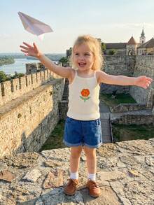 Young Girls Tank Top Co-Ords - Apricot - View 6