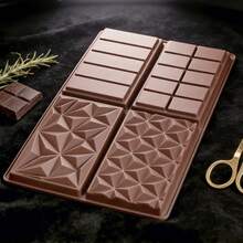 1 Set Geometric Decomposed Silicone Chocolate Bar Mold Set, Suitable For Homemade Chocolate Candy Snacks, Dark Dubai Pistachio Chocolate Bar Thick Silicone Mold, Large Candy Filling Mold, Brown - Multicolor - View 9