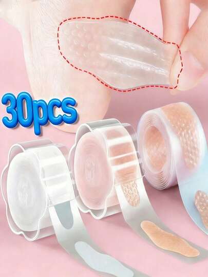30pcs Hydrogel Blister Pads For Preventing Blisters And Relieve Heel Pain, Waterproof Foot Care Stickers With Adhesive For Sports, Hiking And Insole Protection, Transparent And Textured Design For Targeted Comfort, Flexible Patch Design - Ideal For Sports And Hiking!