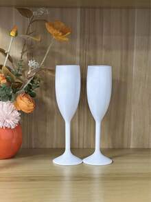 White Wine Glass, Machine-Blown, Reusable Plastic, Shatter-Resistant, Multipurpose For Cold Drinks, Suitable For Weddings, Bridal Parties And Other Occasions - Multicolor - View 7